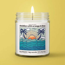 Load image into Gallery viewer, "Sunny Days Ahead" Obsidian with Orange & Lime - Soy Candle