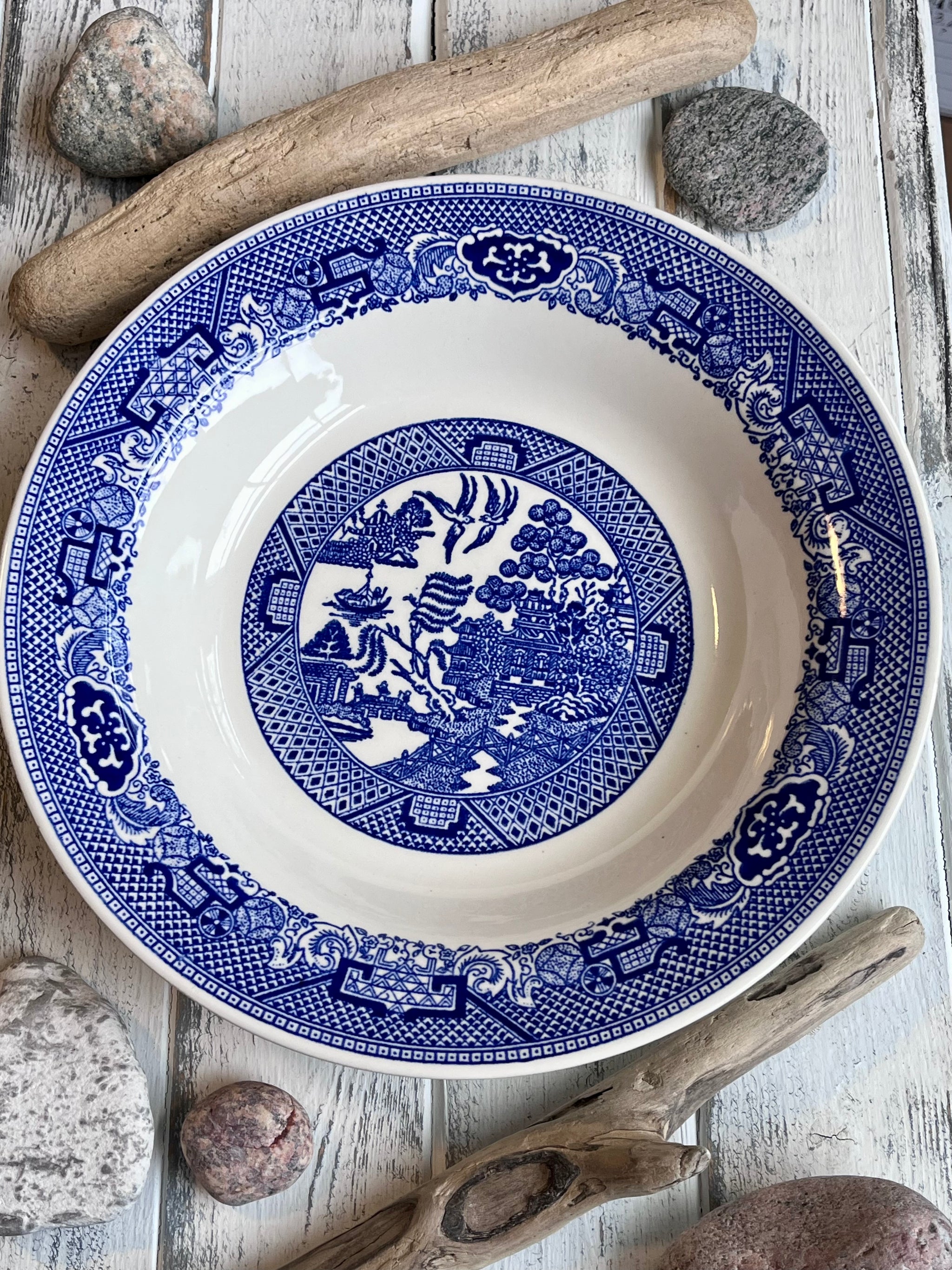 Soup Bowl Willow Ware By Royal China Underglaze Blue Willow