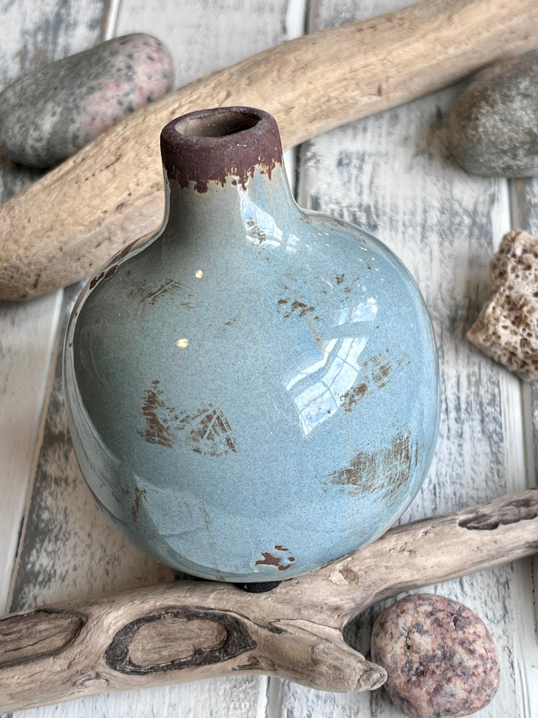 Coastal Blue Vintage Inspired Mini Bud Vase